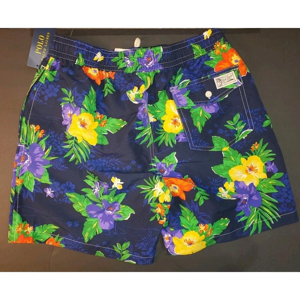 Polo Ralph Lauren‎ Mens Traveler Swim Shorts Blue Tropical Flower Size S